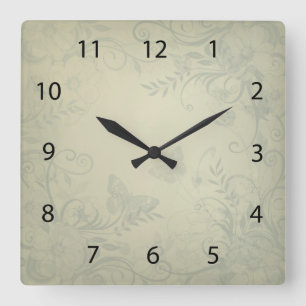 Sage Green Vintage Square Wall Clock