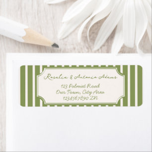 Sage green vintage stripes wedding custom label