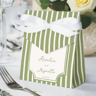 Sage green vintage stripes wedding favors custom favor boxes