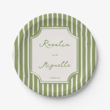 Sage green vintage stripes wedding personalized