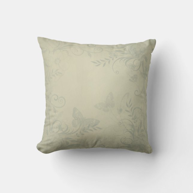 Sage Green Vintage Throw Pillow (Front)