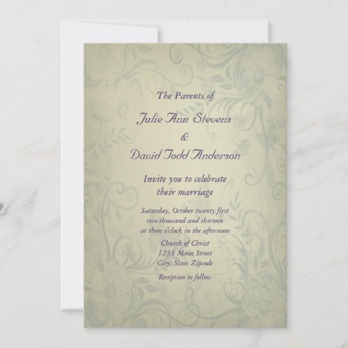 Sage Green Vintage Wedding Personalized Invitation