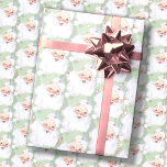 Sage Green Vintage Winking Santa Christmas Gift Wrapping Paper<br><div class="desc">custom roll of holiday wrapping paper adorned in a unique vintage and adorable retro graphic of santa winking wearing a pretty pastel dusty mint green colored hat,  featured in a seamless pattern print format. and maintains a monochromatic color pallet</div>