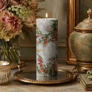 Sage Green Vintage Woodland Botanical Arts Pillar Candle