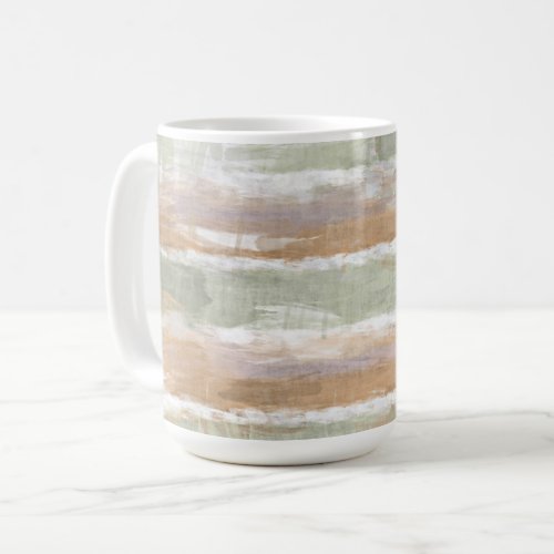 Sage Green Violet Orange White Watercolor Stripes Coffee Mug