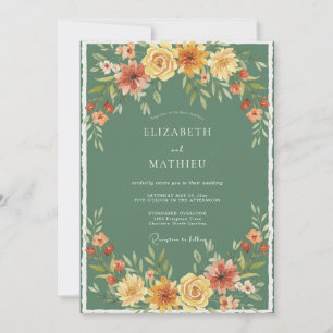Sage Green Warm Harvest Wedding Invitation