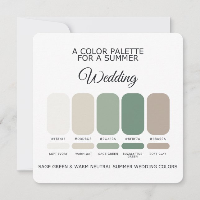 Sage Green Warm Summer Wedding Palette 2026 Card (Front)