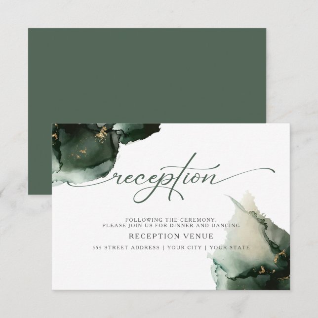 Sage Green Watercolor  Abstract Invitation (Front/Back)