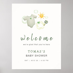 Sage Green Watercolor Baby Clothes Welcome Sign