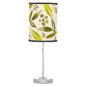 Sage Green Watercolor Botanical Leaf Pattern Table Lamp