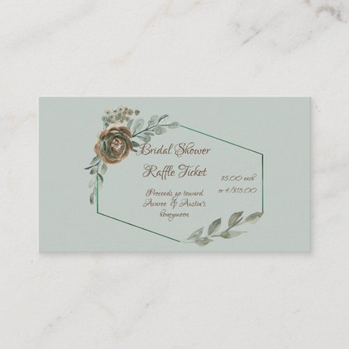 Sage Green Watercolor Bridal Shower Raffle  Enclos Enclosure Card