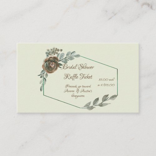 Sage Green Watercolor Bridal Shower Raffle  Enclosure Card