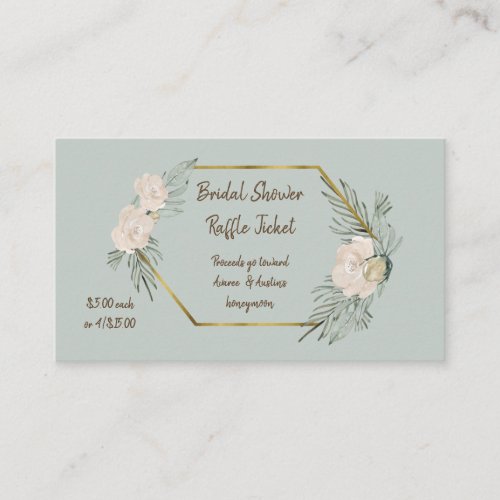 Sage Green Watercolor Bridal Shower Raffle Tickets Enclosure Card