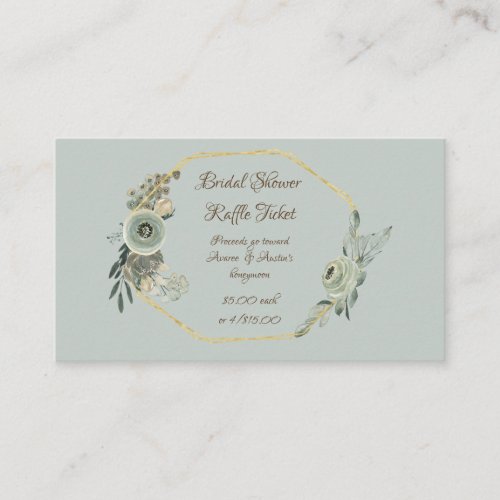 Sage Green Watercolor Bridal Shower Raffle Tickets Enclosure Card