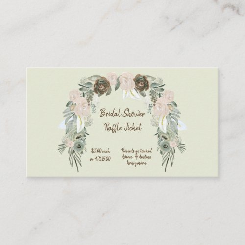 Sage Green Watercolor Bridal Shower Raffle Tickets Enclosure Card