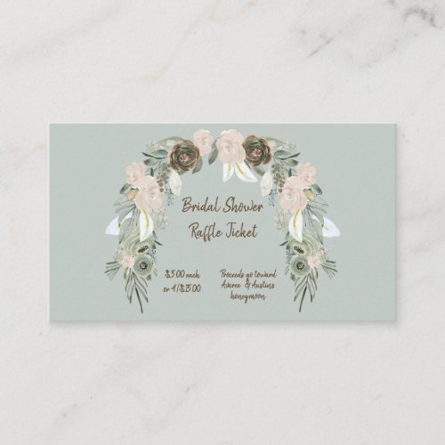 Sage Green Watercolor Bridal Shower Raffle Tickets Enclosure Card