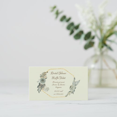 Sage Green Watercolor Bridal Shower Raffle Tickets Enclosure Card