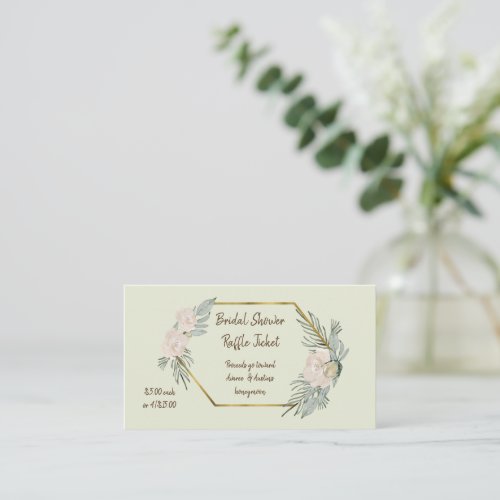 Sage Green Watercolor Bridal Shower Raffle Tickets Enclosure Card