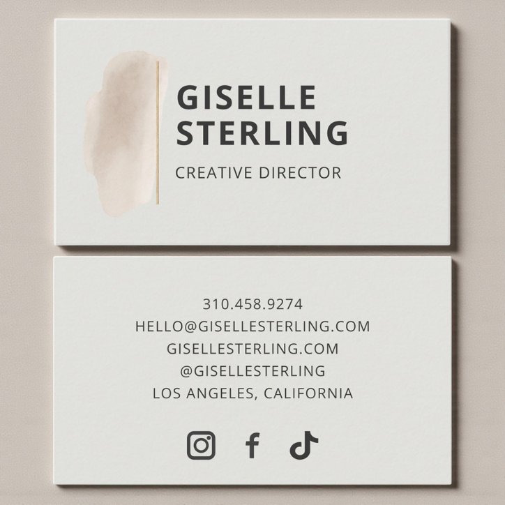 Sage Green Watercolor Brushstroke Minimalist Business Card