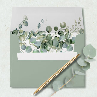 Sage Green Watercolor Eucalyptus Botanical  Envelope