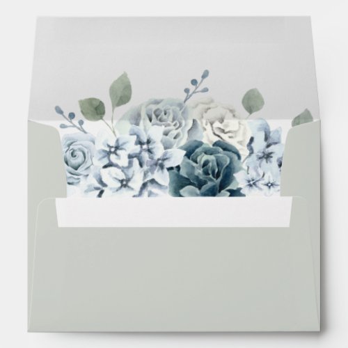 Sage Green Watercolor Floral Return Address Envelope