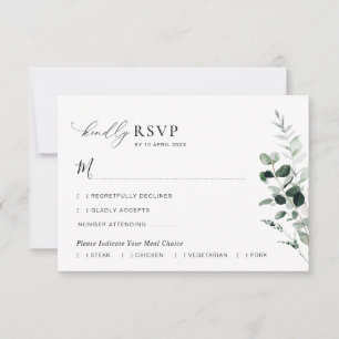 sage green watercolor flowers wedding RSVP card