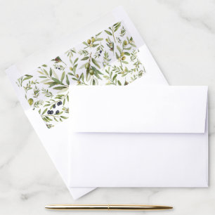 Sage Green Watercolor French Country Chic Olives Envelope Liner