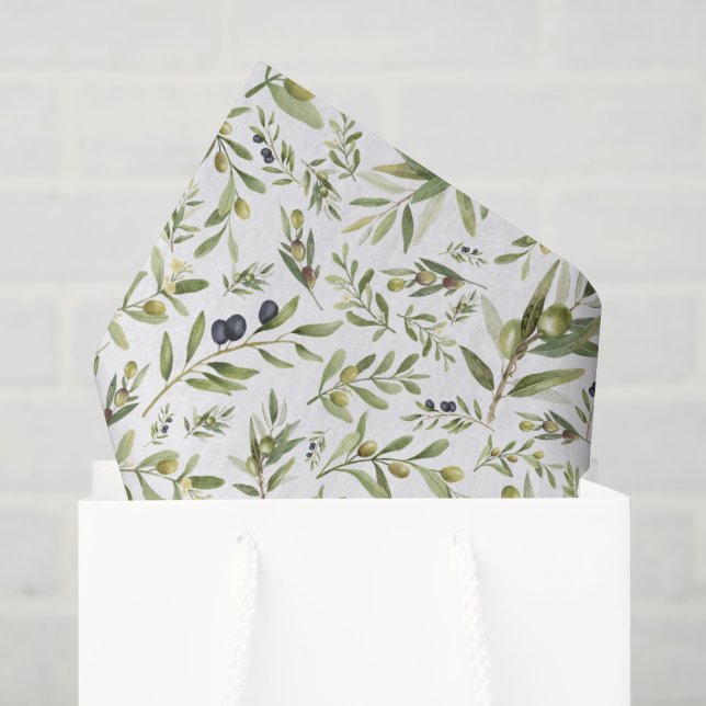 Sage Green Watercolor French Country Chic Olives Tissue Paper (Gift Bag)
