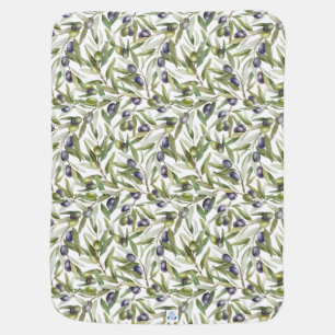 Sage Green Watercolor French Country Olive Baby Blanket