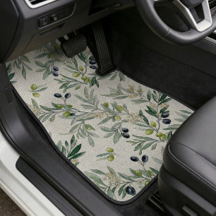 Sage Green Watercolor French Country Olive Car Floor Mat