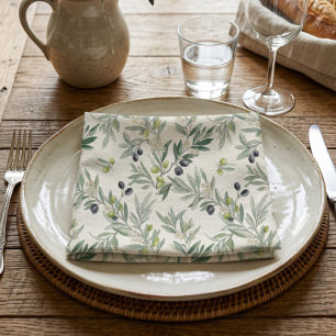 Sage Green Watercolor French Country Olive Cloth Napkin