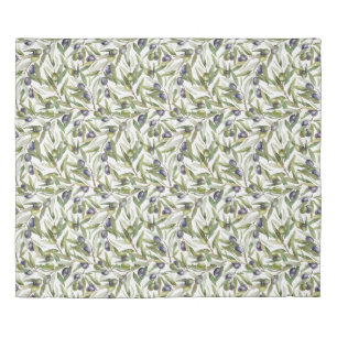 Sage Green Watercolor French Country Olive Duvet Cover