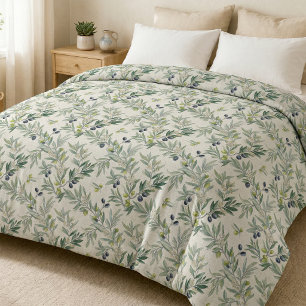 Sage Green Watercolor French Country Olive Duvet Cover