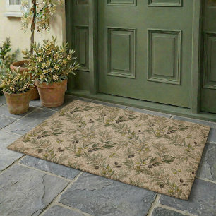 Sage Green Watercolor French Country Olive Fiber Doormat