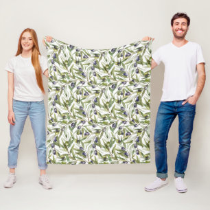 Sage Green Watercolor French Country Olive Fleece Blanket
