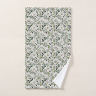 Sage Green Watercolor French Country Olive Hand Towel