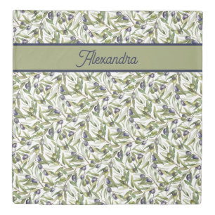 Sage Green Watercolor French Country Olive Name Duvet Cover