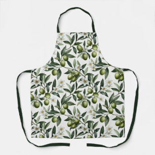 Sage Green Watercolor French Country Olive Pattern Apron