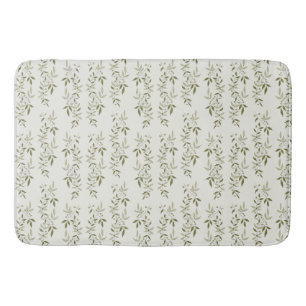 Sage Green Watercolor French Country Olive Pattern Bath Mat