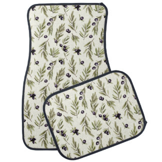 Sage Green Watercolor French Country Olive Pattern Car Floor Mat