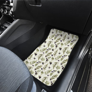 Sage Green Watercolor French Country Olive Pattern Car Floor Mat