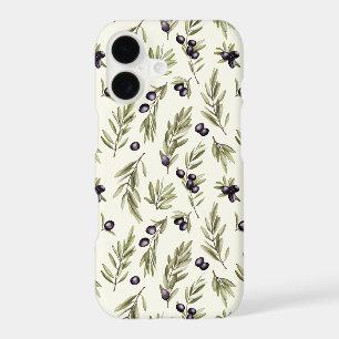 Sage Green Watercolor French Country Olive Pattern iPhone 17 Case