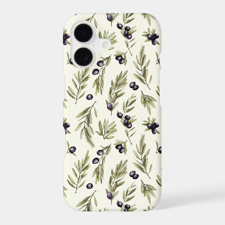 Sage Green Watercolor French Country Olive Pattern iPhone 17 Case