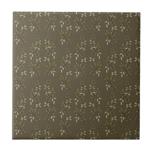 Sage Green Watercolor French Country Olive Pattern Ceramic Tile