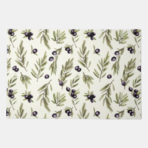 Sage Green Watercolor French Country Olive Pattern Doormat