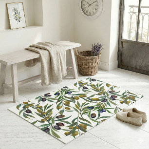 Sage Green Watercolor French Country Olive Pattern Doormat