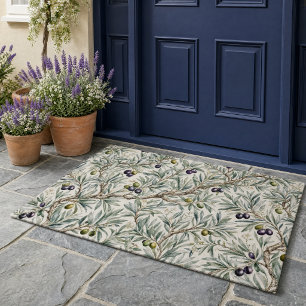 Sage Green Watercolor French Country Olive Pattern Doormat