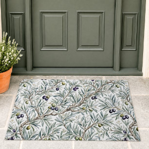 Sage Green Watercolor French Country Olive Pattern Doormat