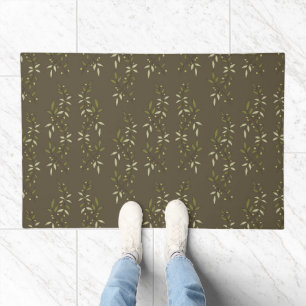 Sage Green Watercolor French Country Olive Pattern Doormat