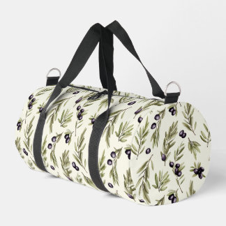 Sage Green Watercolor French Country Olive Pattern Duffle Bag